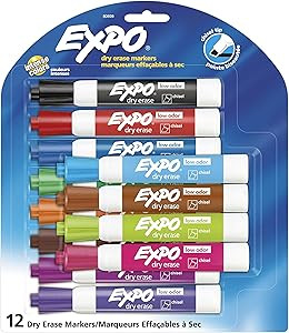 EXPO Low Odor Dry Erase Markers, Chisel Tip, Assorted Colors, 12 Count | Amazon (US)