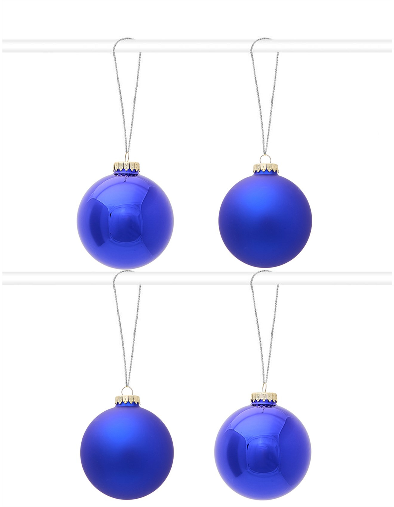 10CM ROYAL BLUE GLASS BAUBLES SET OF 4 | David Jones (Australia & New Zealand)