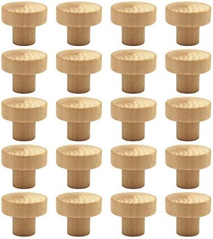WEICHUAN 20PCS Round Unfinished Wood Cabinet Furniture Drawer Knobs Pulls Handles (Diameter: 3.6c... | Amazon (US)