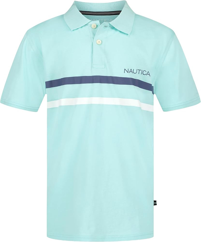 Nautica Boys Short Sleeve All-Over Print Polo, Button Closure, Soft & Comfortable | Amazon (US)