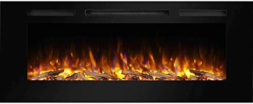 PuraFlame Alice 50 Inches Recessed Electric Fireplace, Wall Mounted for 2 X 6 Stud, Log Set & Cry... | Amazon (US)