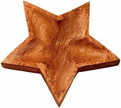 Purpledip Wooden Serving Tray / Platter 'Twinkling Star': Small Plate For Snacks, Cookies, Fruits Or | Amazon (US)