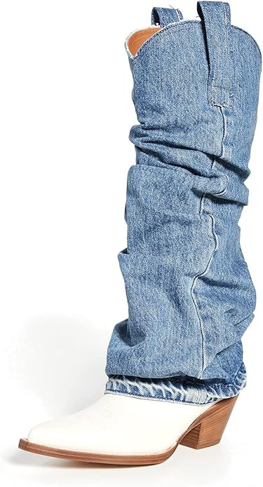 Richealnana Cowboy Boots for Women Embroidered Square Toe Distressed Pull-On Cowgirl Knee High We... | Amazon (US)