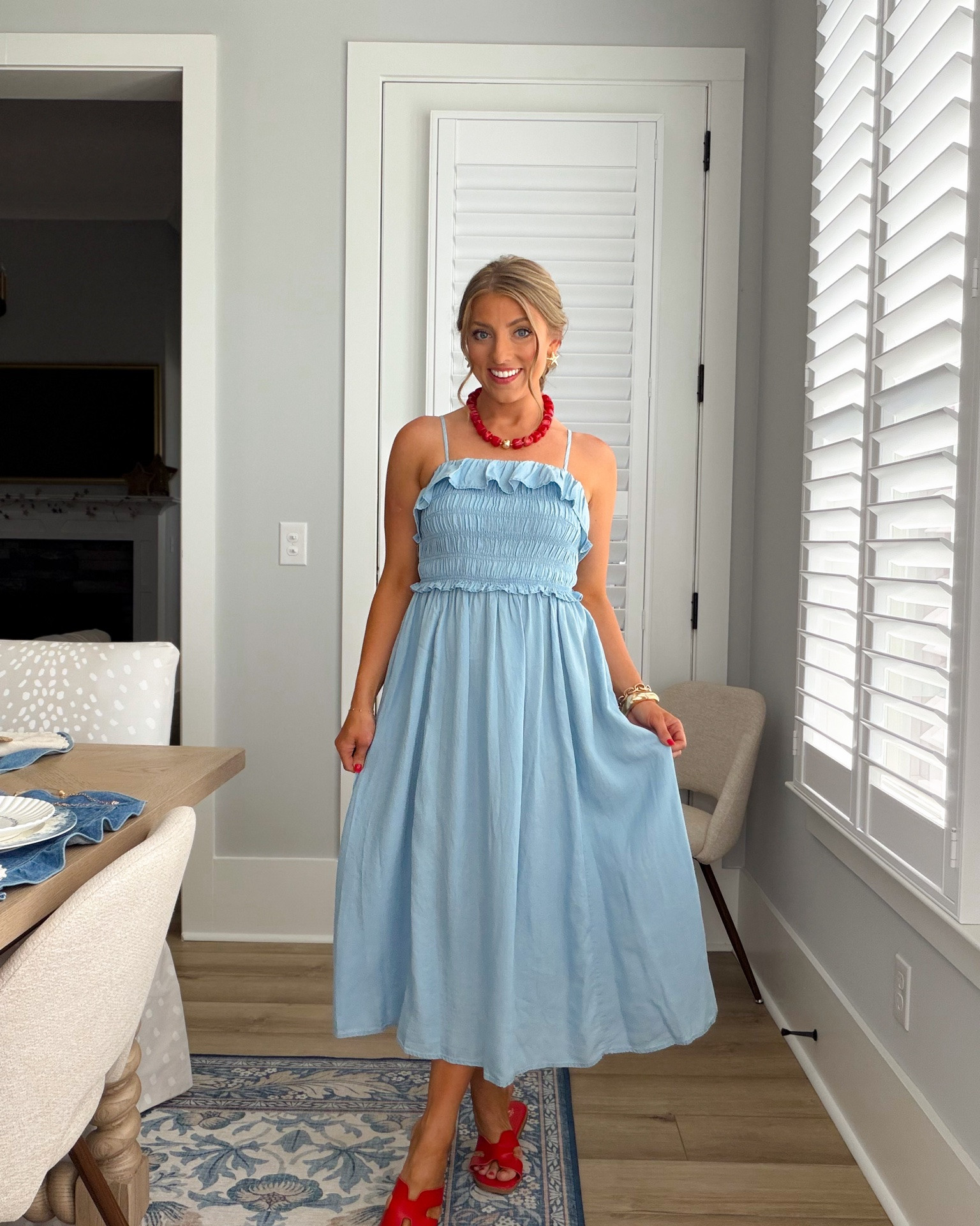 The prettiest ruffle dresses for summer 🌸☀️ One soft blue moment and one neutral classic that will never go out of style. These Walmart dresses are lightweight, flattering, and SO easy to throw on for vacation dinners, summer events, brunch, church, or everyday wear. I’m obsessed with the smocked details and flowy fit on both!

#WalmartFashion #WalmartFinds #SummerDress #SmockedDress #RuffleDress #VacationStyle #AffordableFashion #FeminineStyle #MidiDress #SummerOutfits #OOTD #WalmartStyle #EasyStyle #FashionFinds #WalmartNewArrival

#LTKootd #LTKPetite
