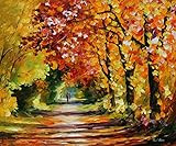 Yellow Living Room Decor Orange Oil Painting On Canvas By Leonid Afremov Studio - Sunny Path | Amazon (US)