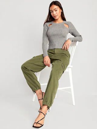 High-Waisted Barrel-Leg Cargo Ankle Pants for Women | Old Navy (US)