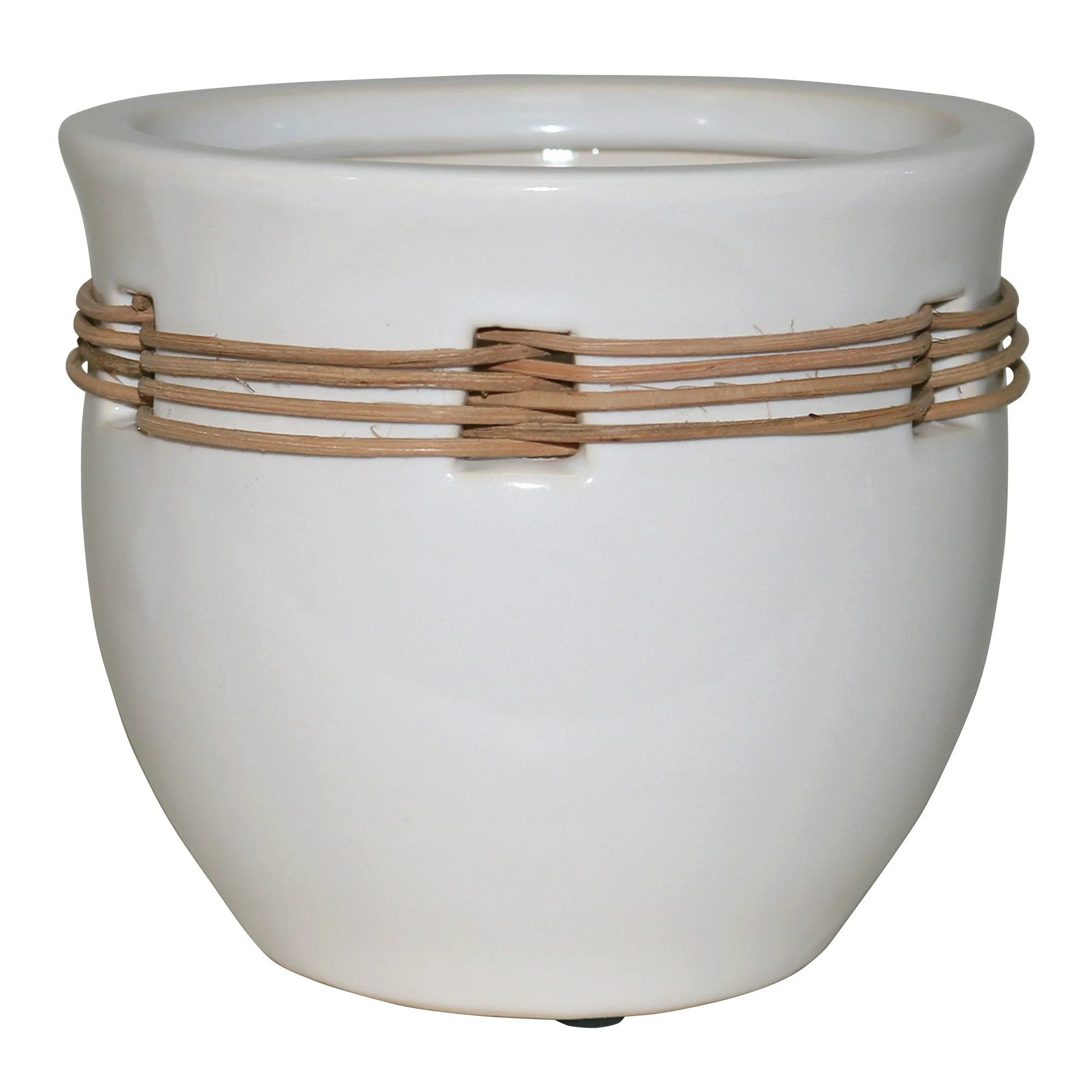 Better Homes&gardens 6 inch White Glazed Ceramic Basket Pot | Walmart (US)