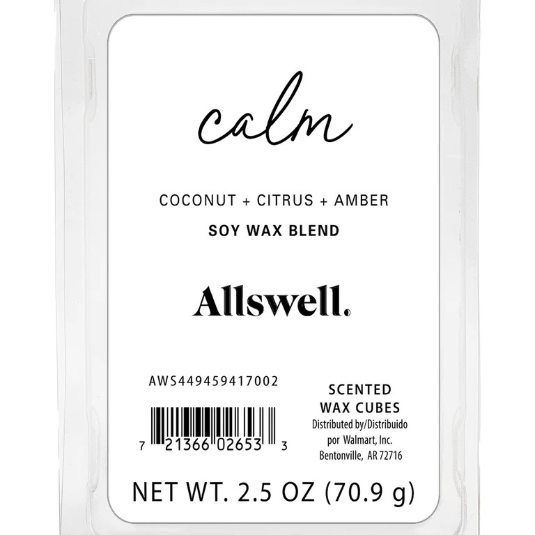 Allswell 6 Cube Wax Melts, Calm (Coconut + Citrus + Amber), 2.5 oz | Walmart (US)