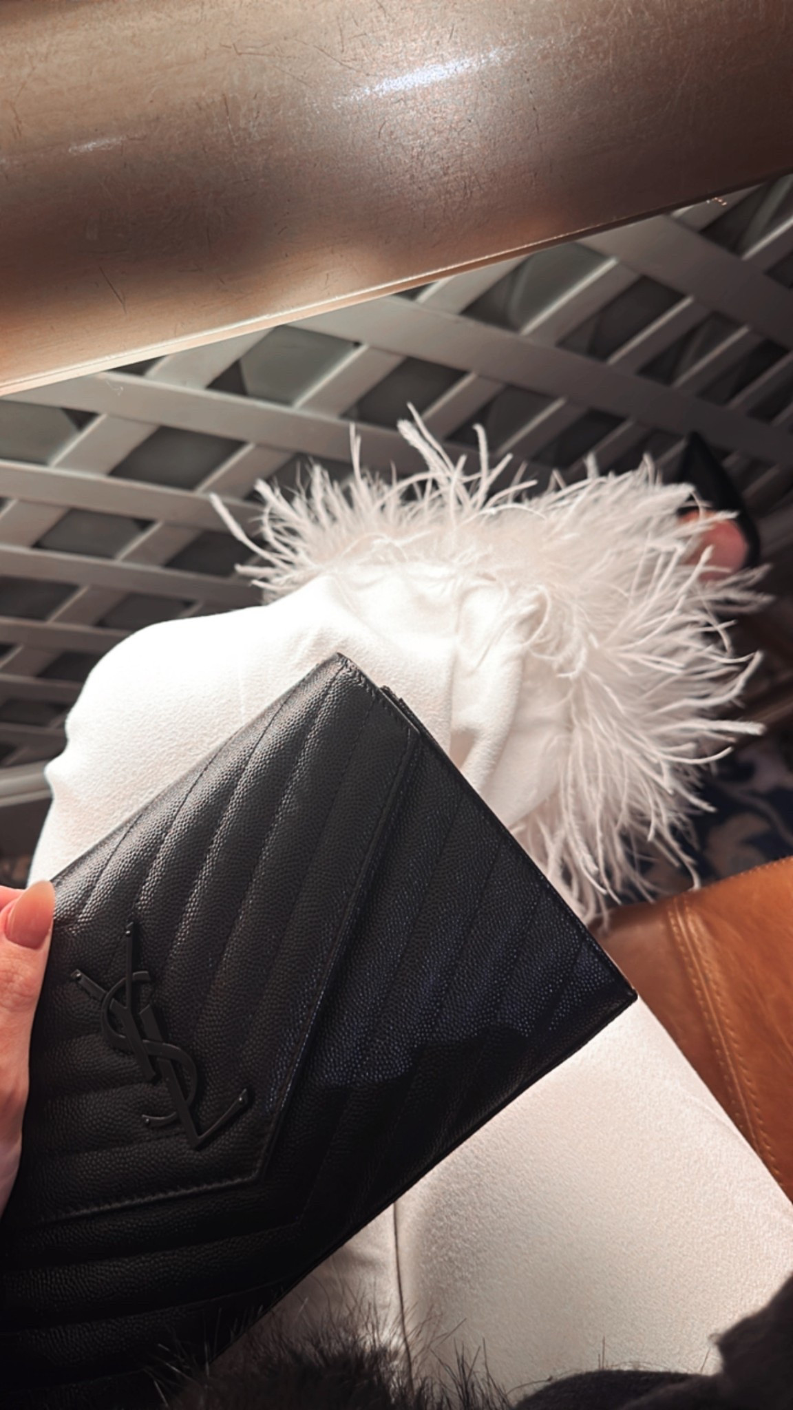 feather hem pants paired with my favorite Ysl wallet on a chain 🖤🤍

#LTKItBag #LTKParties #LTKStyleTip