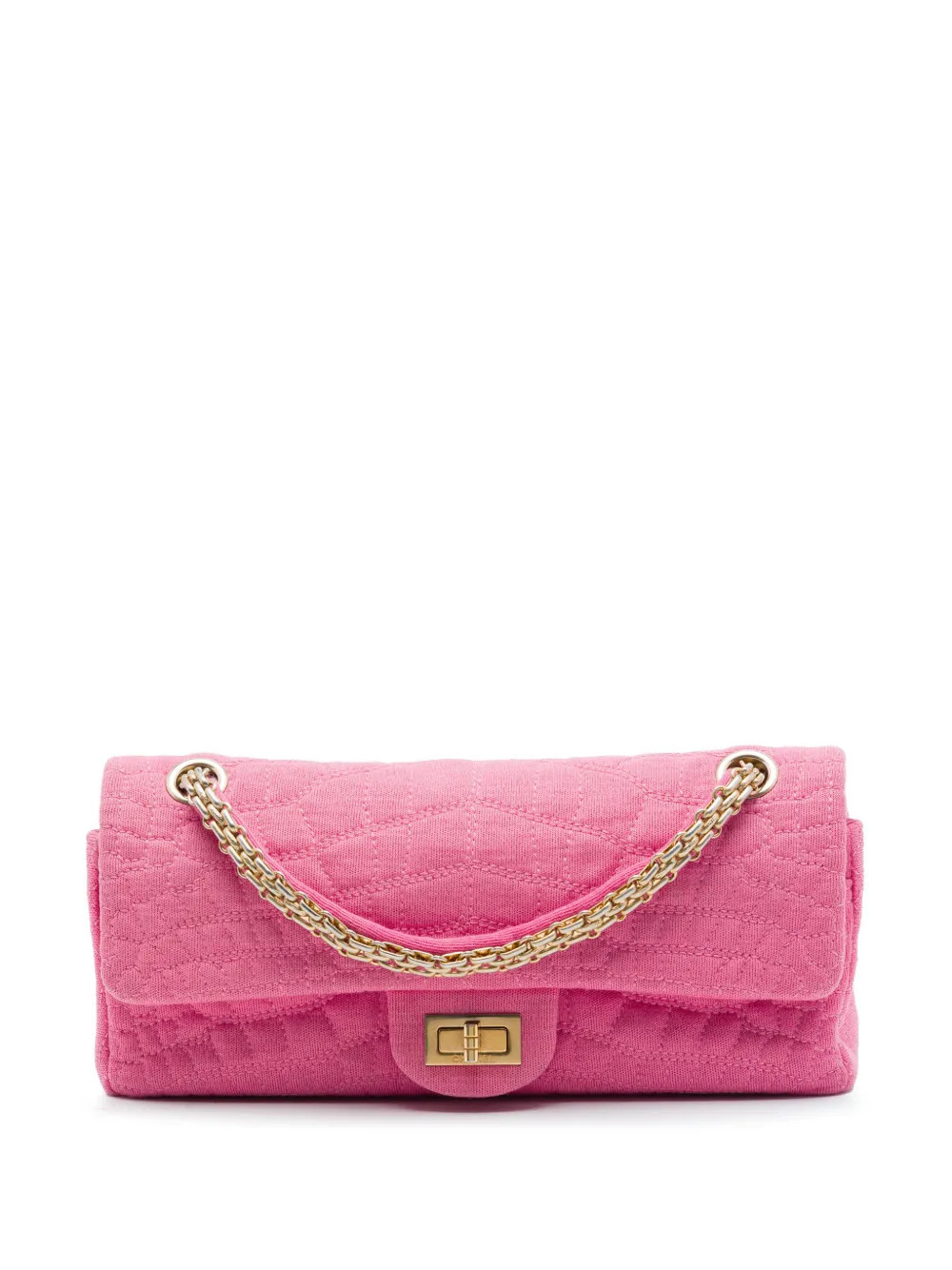 CHANEL Pre-Owned 2006-2008 Croc Quilted Jersey Reissue 2.55 East West Double Flap shoulder bag - Pink | Farfetch Global