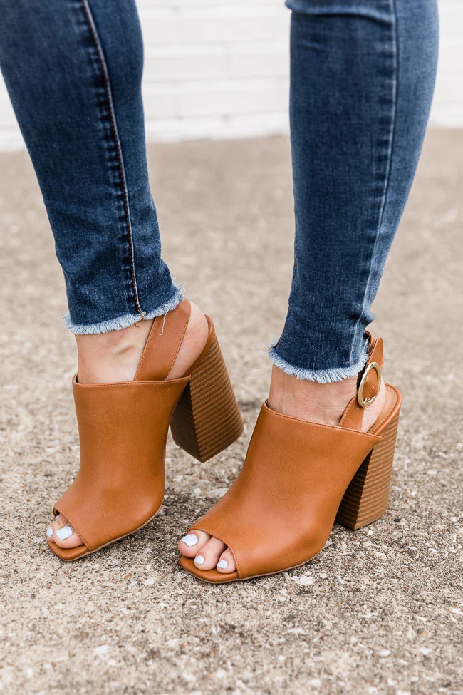 Celeste Camel Block Heel Peep Toe Bootie | The Pink Lily Boutique