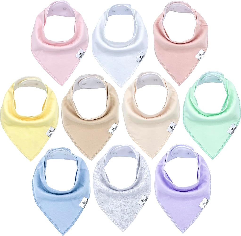 DiaperSquad's 10-Pack Baby Bibs for Drooling and Teething, Bibs for Boys, Baby Girl - Solid Cotto... | Amazon (US)