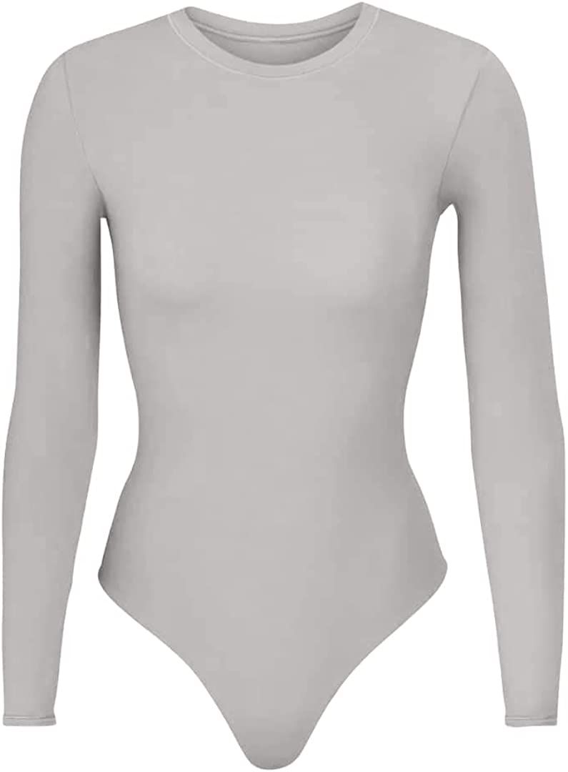 Almere Crew Neck Long Sleeve Bodysuit, Double Lined, Buttery Soft, Essential Basic Top | Amazon (US)