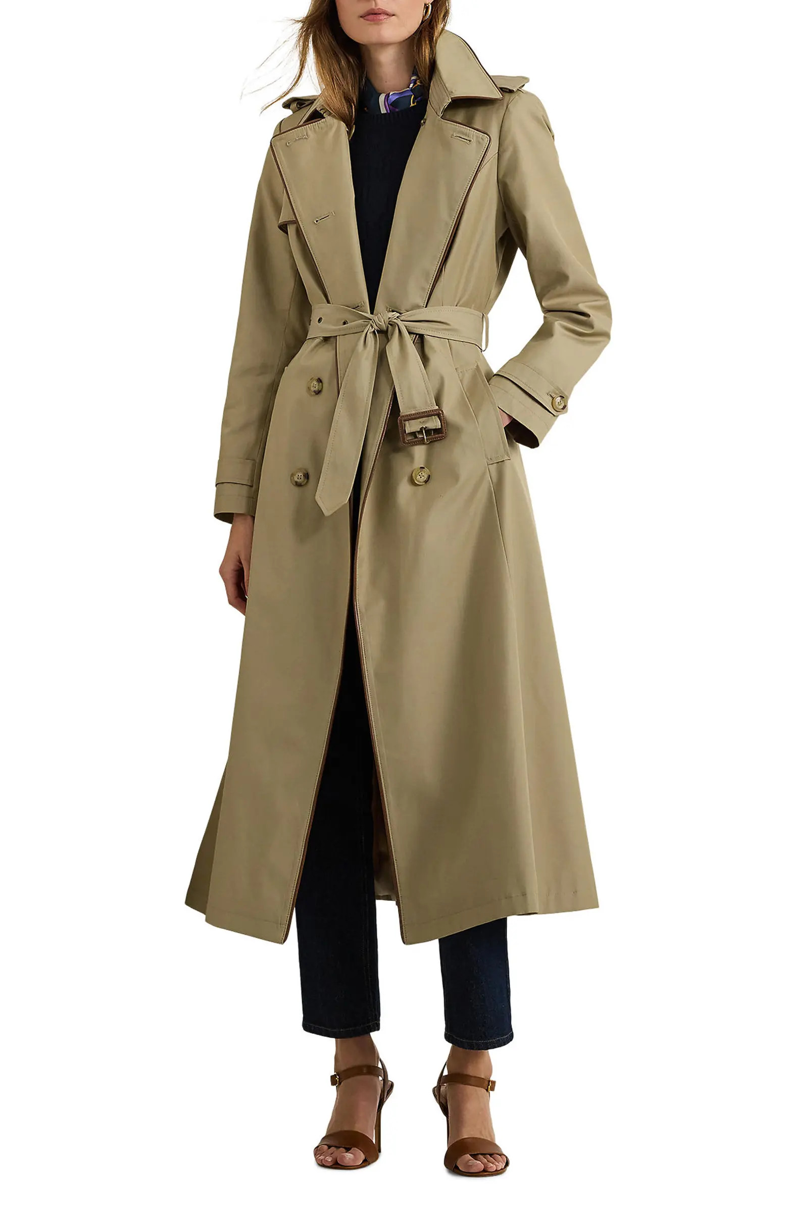 Lauren Ralph Lauren Double Breasted Belted Water Repellent Trench Coat | Nordstrom | Nordstrom