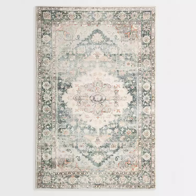 Rosette Green and Ivory Area Rug, 7x9 | Kirkland's Home