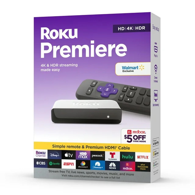 Roku Premiere | 4K/HDR Streaming Media Player Wi-Fi® Enabled with Premium High Speed HDMI® Cabl... | Walmart (US)