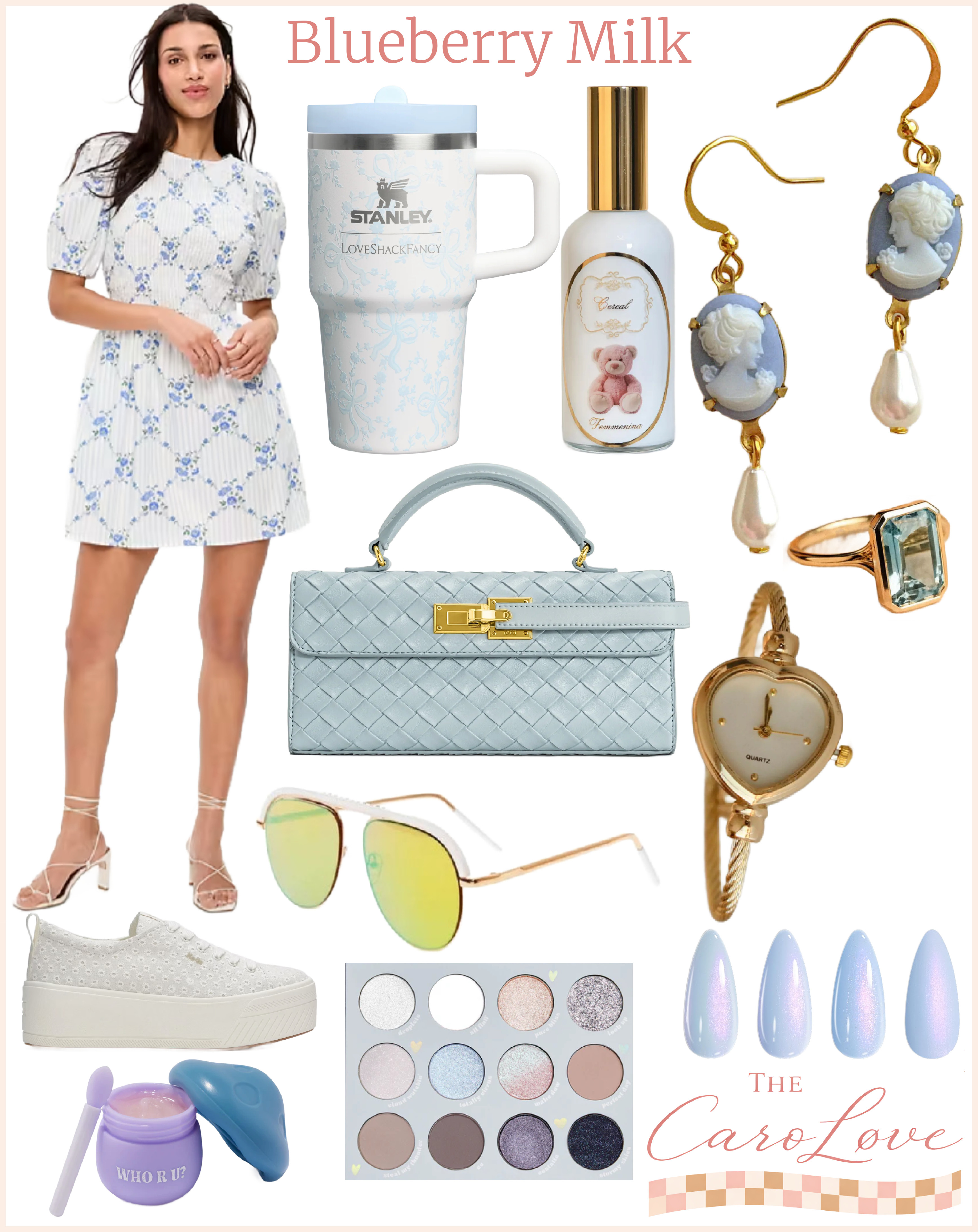 Blueberry Milk dreams 🫐🥛
Soft blues, puff sleeves, milky textures, and feminine details that make everyday outfits feel romantic without trying too hard. This smocked fit & flare mini dress is effortless and flattering, paired with dainty blue accessories, comfy eyelet sneakers, and cool-tone beauty for a calm, pretty-girl vibe. 💙✨

Tap to shop this soft romantic look — perfect for brunch, errands, or romanticizing your daily life. 

 #LTKgrwm #LTKootd #LTKMidsize