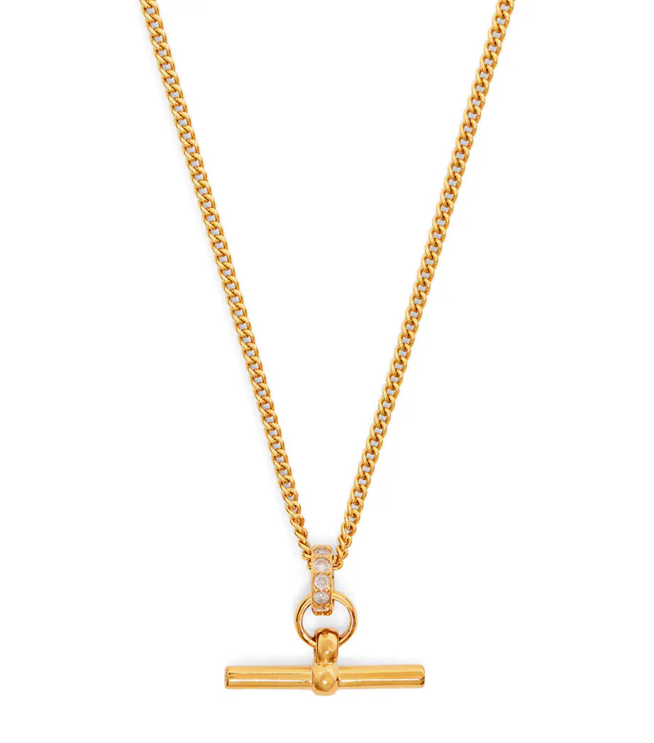 Gold-Plated Crystal T-Bar Necklace | Harrods