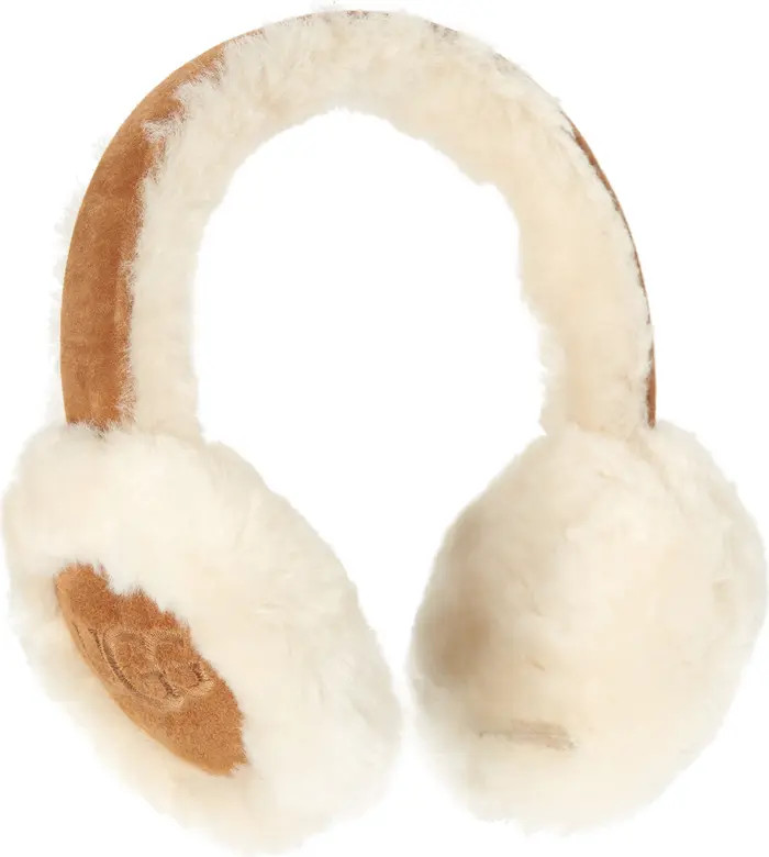 Logo Embroidered Genuine Shearling Earmuffs | Nordstrom
