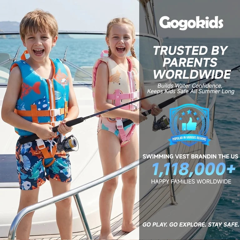 Gogokids Kids Swim Vest Life Jacket,Toddler Floaties Jacket Buoyancy Swimsuit Trainer Vests Pool ... | Walmart (US)