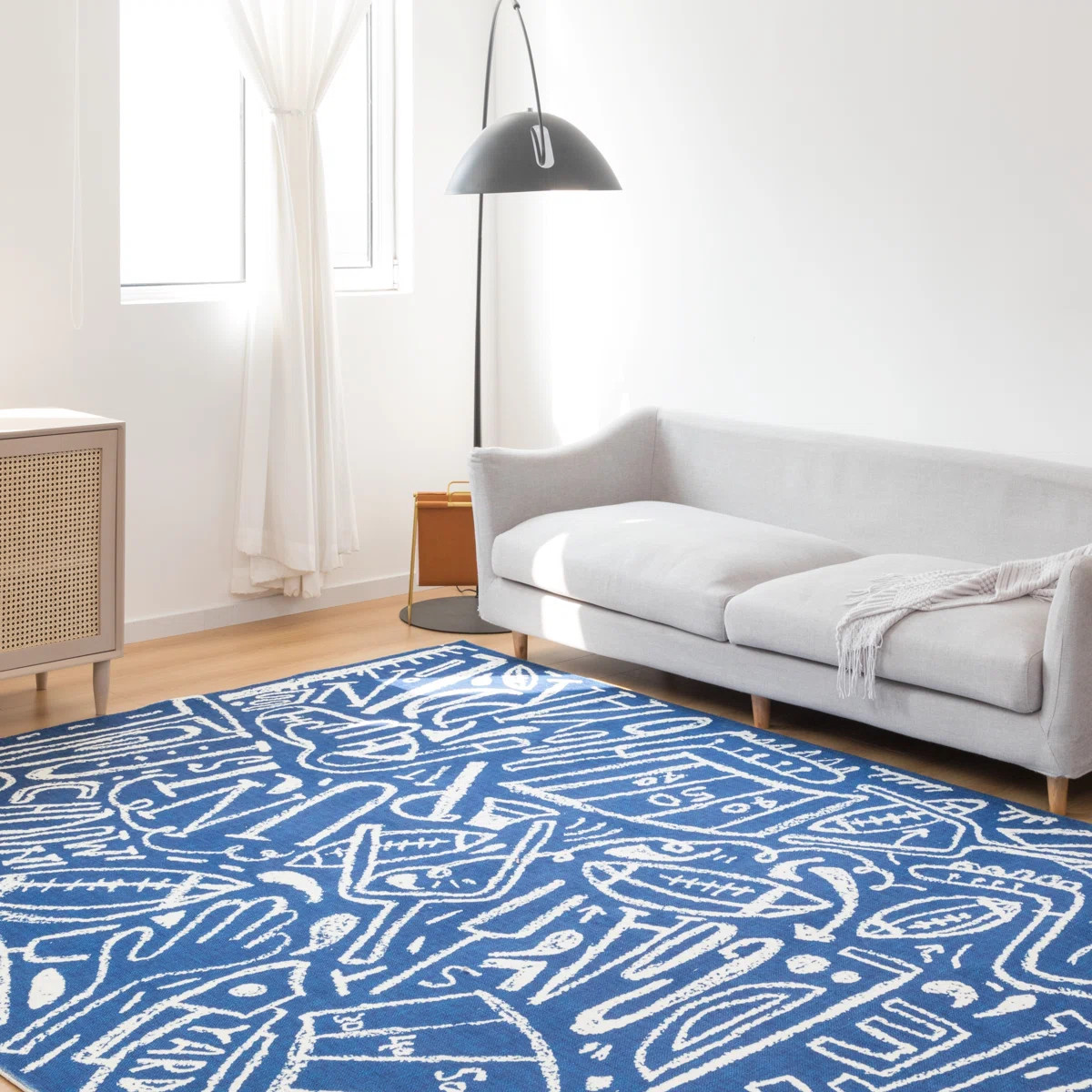 Sportsglyphs Football Blue Power Loom Polyester Area Rug | Wayfair North America