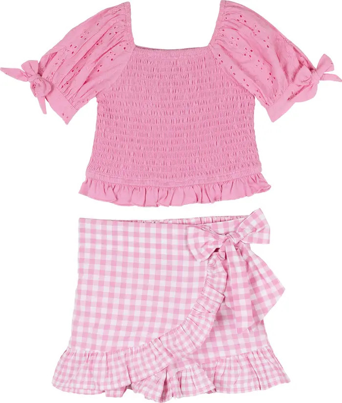 Kids' Eyelet Smocked Top & Ruffle Skort Set | Nordstrom Rack