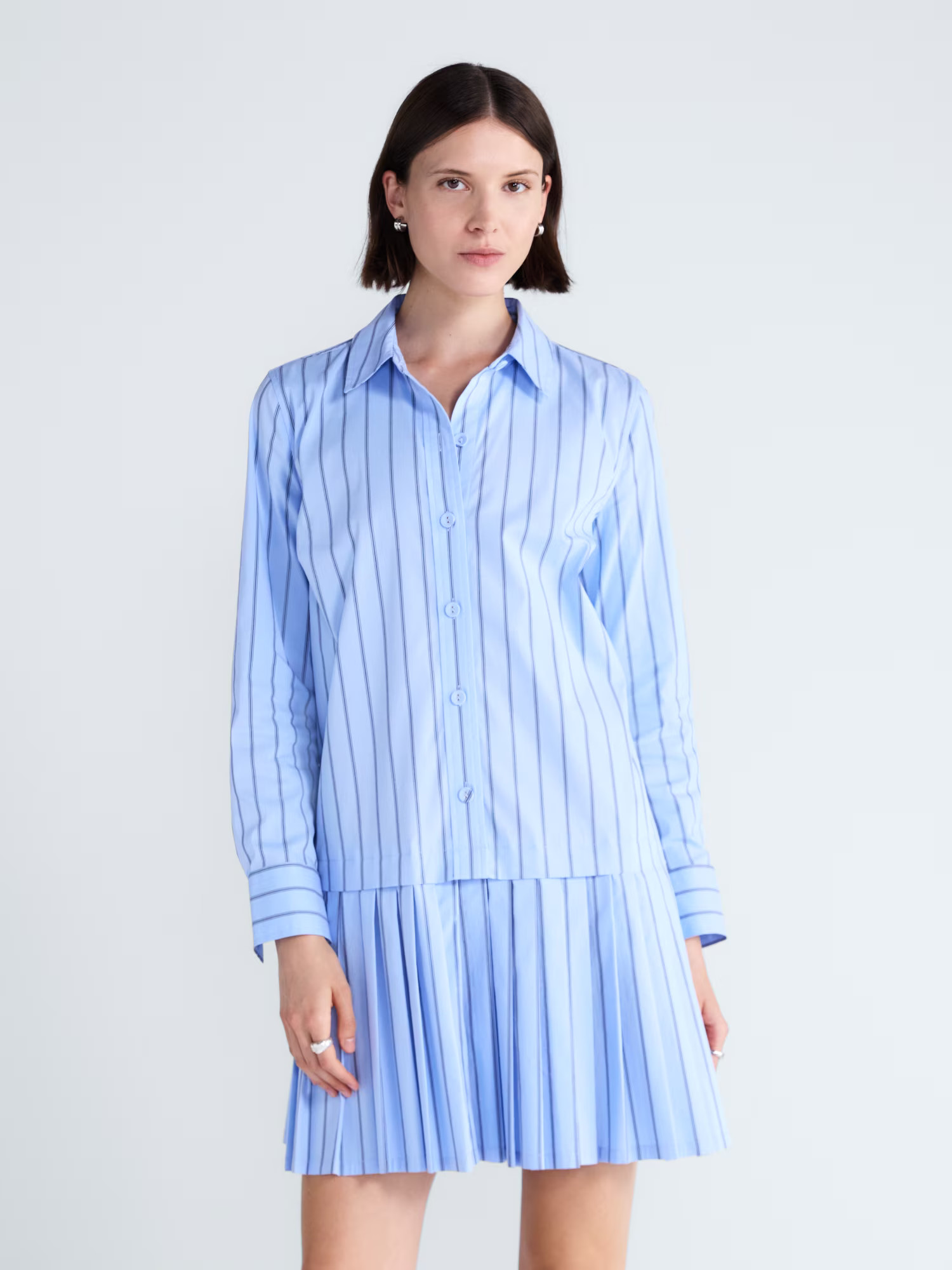 Free Assembly Women's and Women's Plus Striped Drop Waist Shirtdress with Long Sleeves, Sizes XS-4X | Walmart (US)