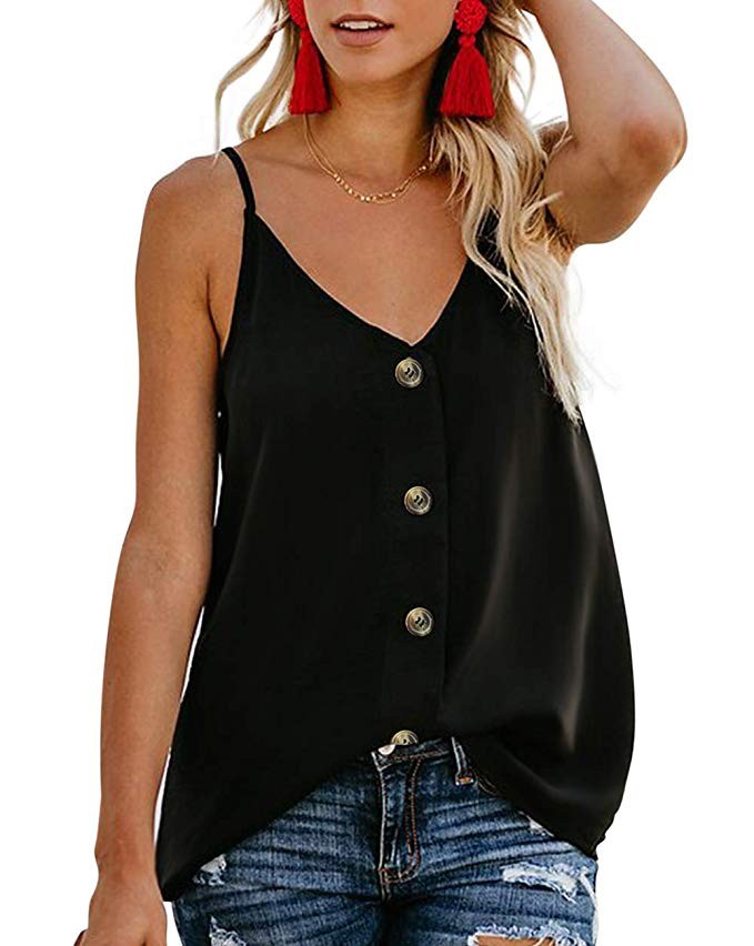 KAIDER Women Tops Tunic Blouse Tie Knot Henley Loose Fitting Bat Wing Plain Shirts | Amazon (US)