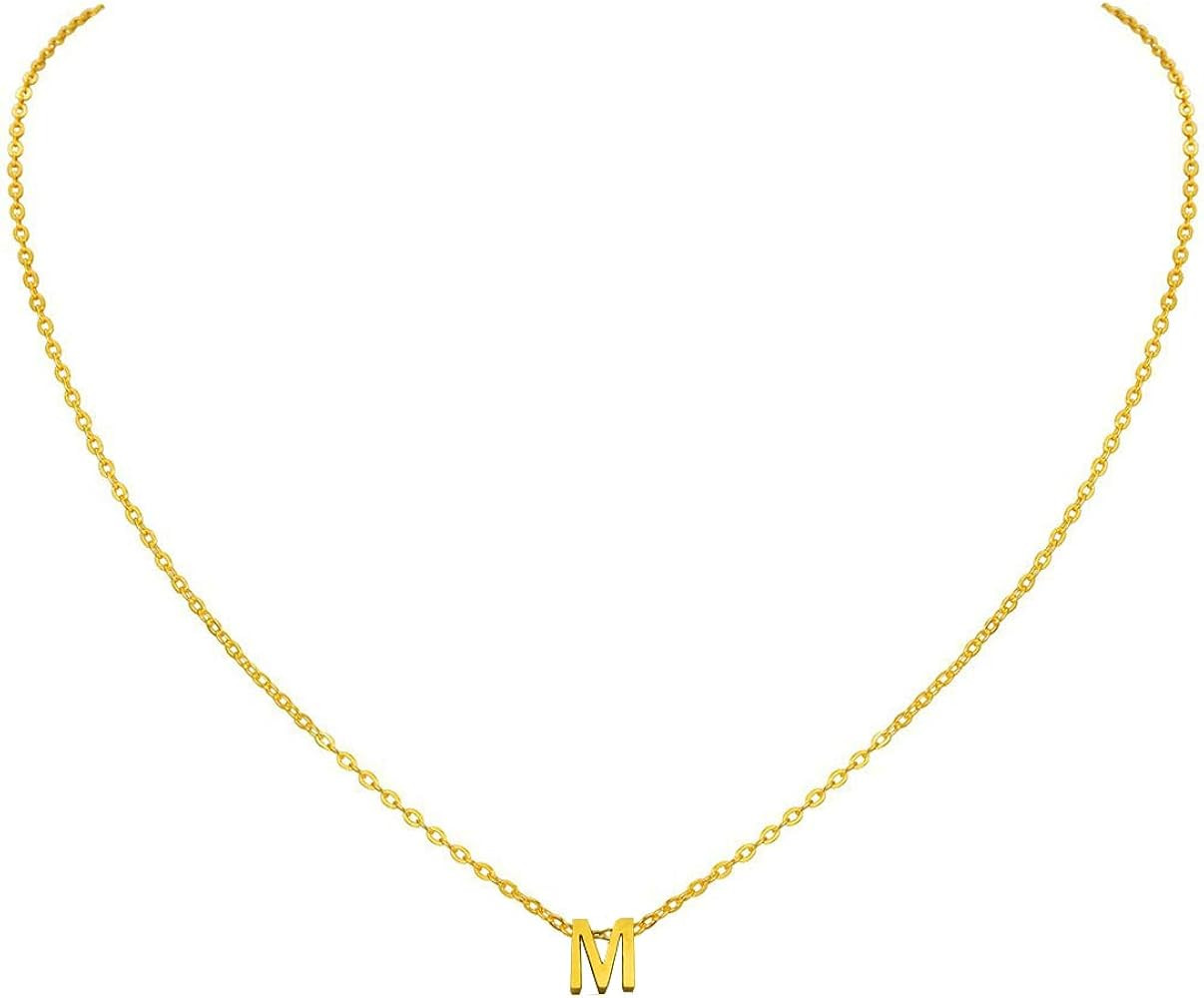 MOMOL Tiny Initial Necklace, 18K Gold Plated Stainless Steel Initial Necklace Dainty Personalized... | Amazon (US)