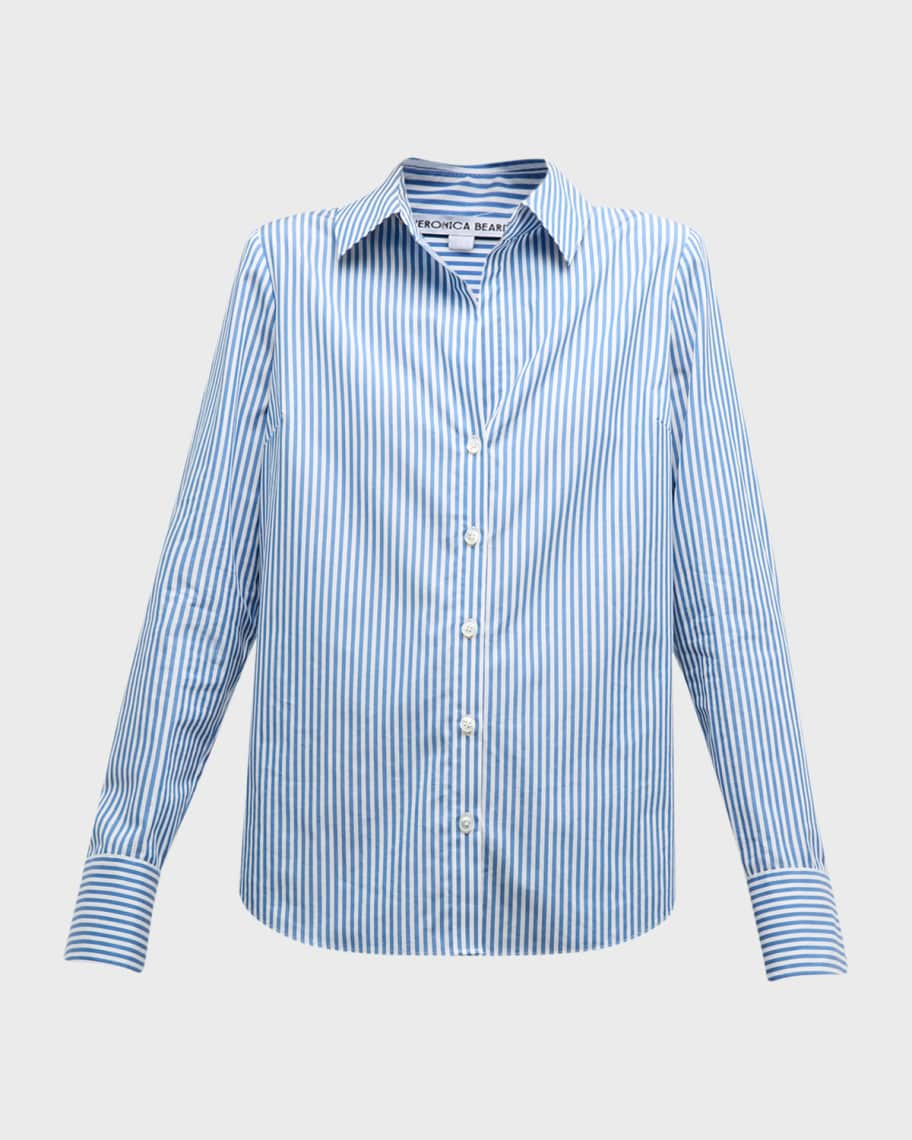 Veronica Beard Amelia Striped Button-Front Shirt | Neiman Marcus