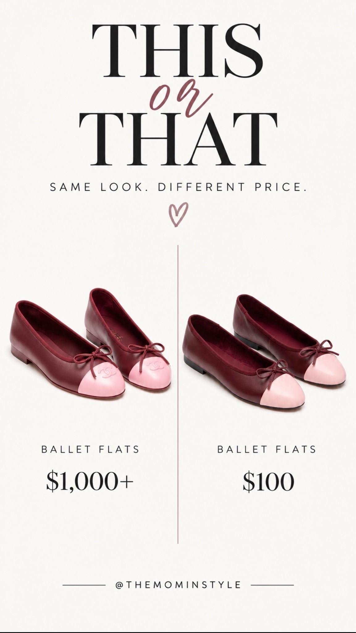 This or that? Same classic ballet flat look at two different price points. I love a good designer inspired find that gives you the same feminine feel without the designer price tag.

ballet flats, burgundy flats, designer look for less, affordable fashion finds, fall shoe trends, fall accessories, feminine fall style, budget friendly fashion, themominstyle

@Steve Madden US

#LTKootd #LTKSeasonal #LTKOver40