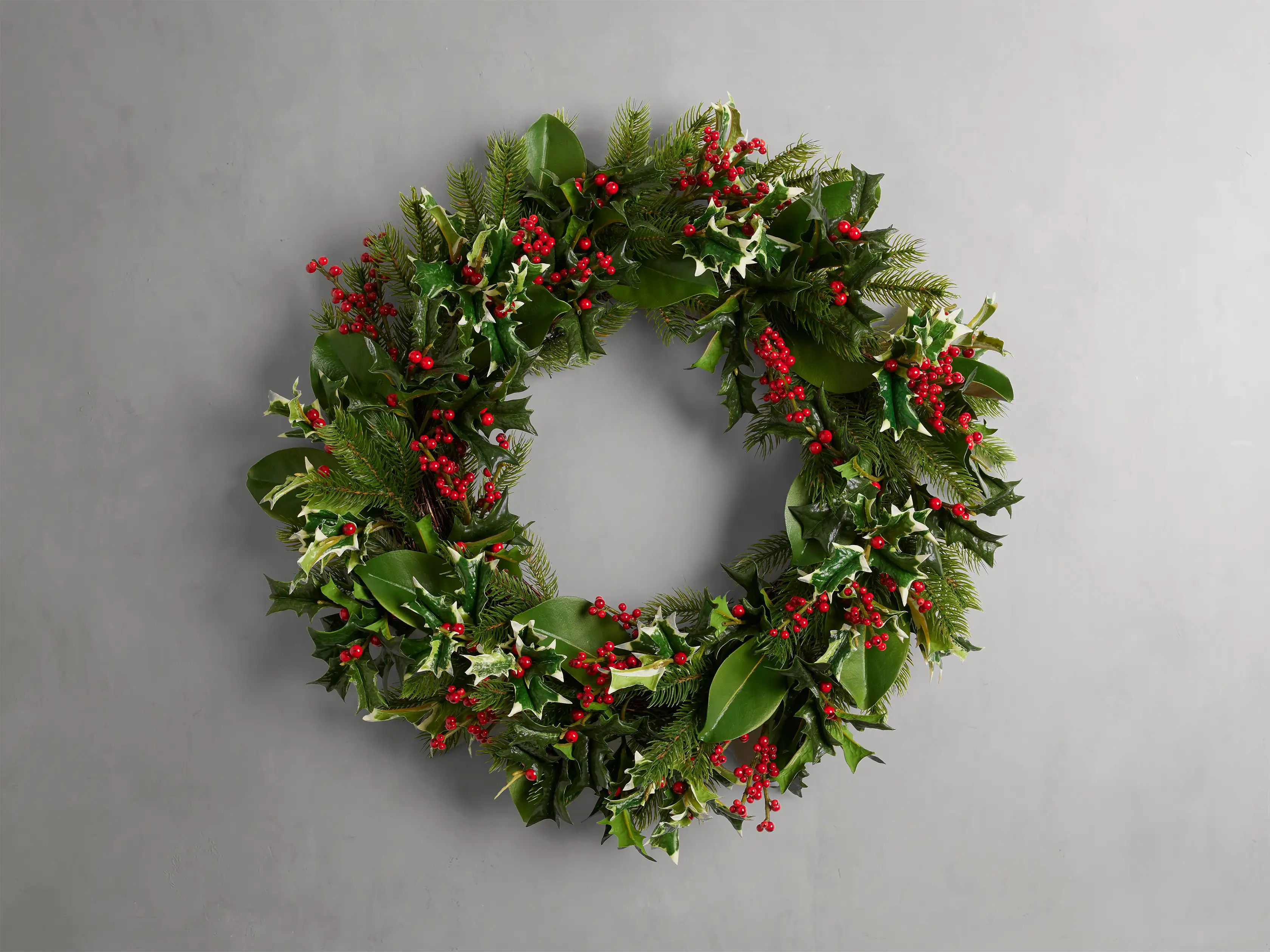 Faux Holly Pine Wreath | Arhaus
