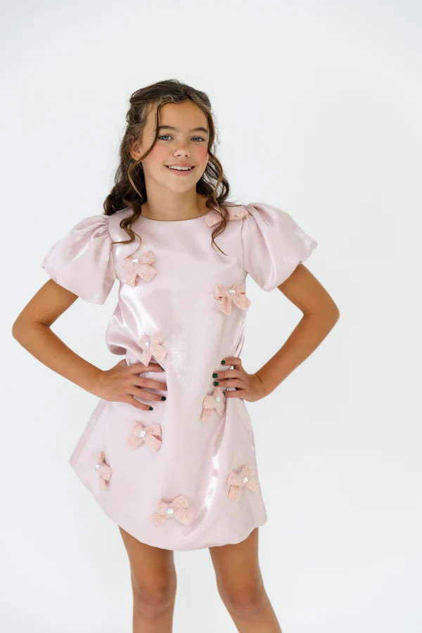 Angelina Satin Bow Dress | Lola + The Boys