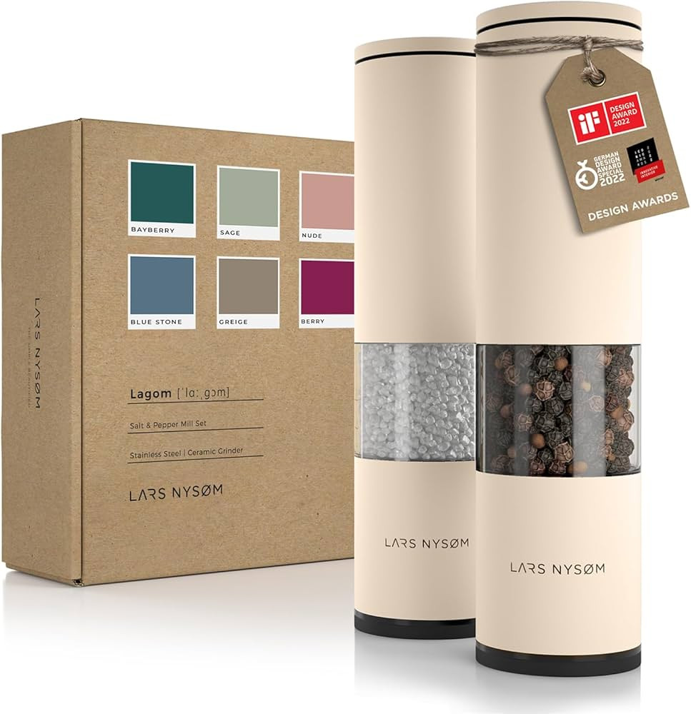 LARS NYSØM Salt and Pepper Mills Set Stainless Steel with Adjustable Ceramic Grinder 2 pieces I ... | Amazon (US)
