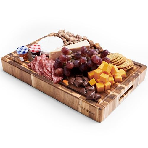HARDBOO - Heavy Acacia Wood Cutting Board for Kitchen with Juice Groove - 17 x 11 x 2 Inches Extra Large Cutting Board for Chopping, Slicing, and Dicing, Culinary Use - Large Wooden Board | Amazon (US)