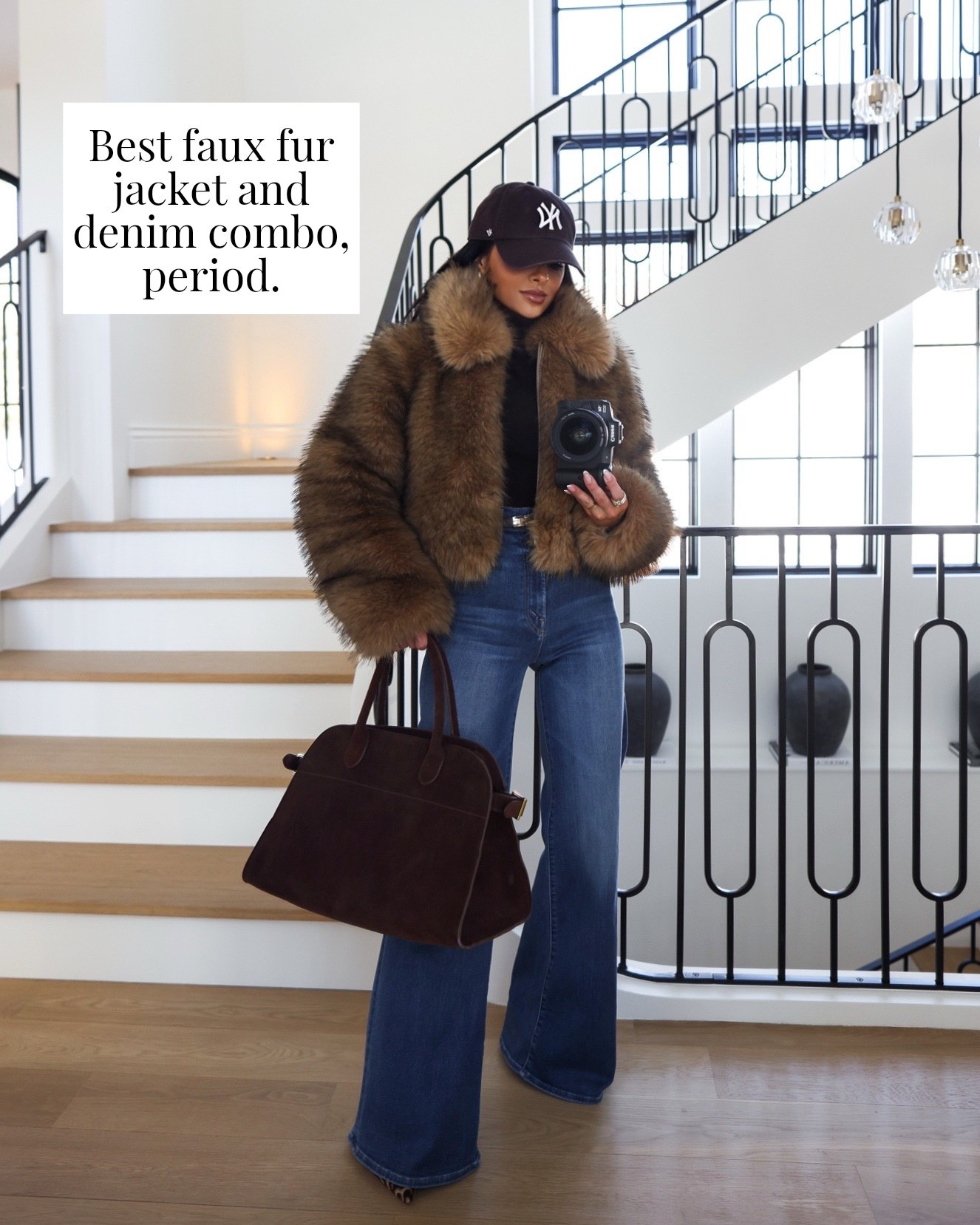 Revolve faux fur that’s the best faux fur jacket I’ve seen yet 
Wearing an XS
Mother jeans wearing a 24 regular length 

#LTKOver40 #LTKootd #LTKPetite