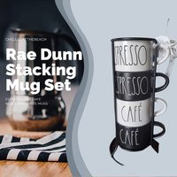 Rae Dunn Mugs - Black & White Stacking Mugs, Espresso Cafe Authentic, Real | Etsy (US)