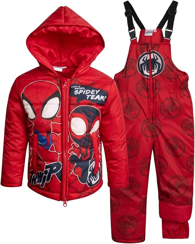 Marvel Spider-Man Boys Snow Suit Set - 2 Piece Insulated Boys Winter Coat Ski Jacket & Ski Pants ... | Amazon (US)
