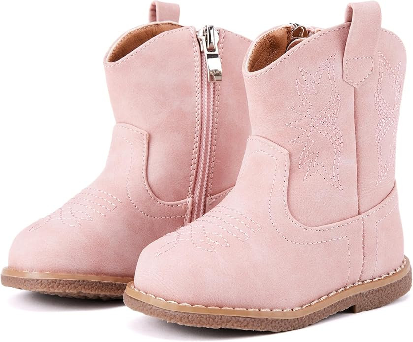 BMCiTYBM Baby Cowboy Cowgirl Boots Infant Western Boots Toddler Boys Girls Round Toe Riding Mid C... | Amazon (US)