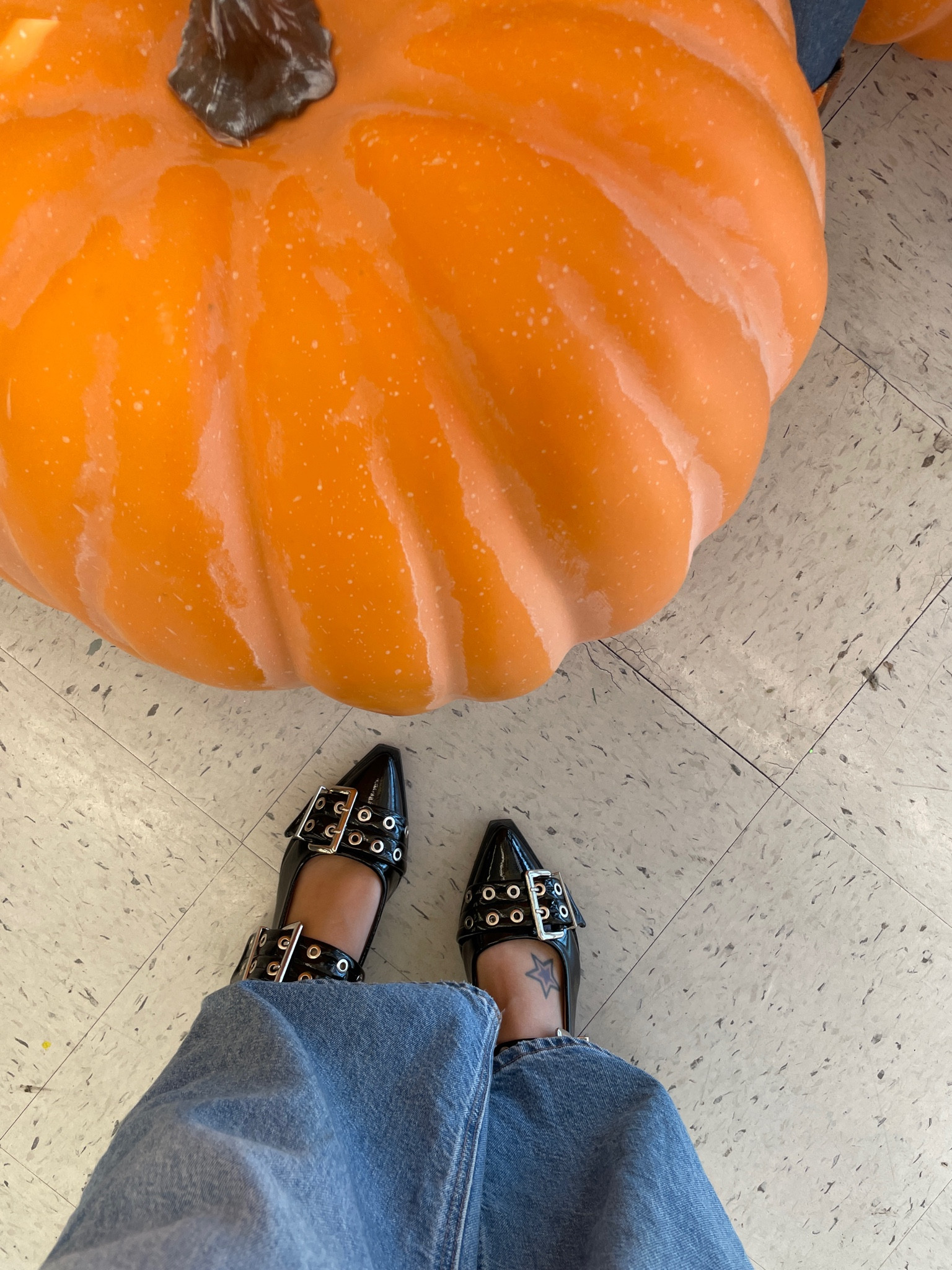 Obsessed with these comfy but edgey flats. True to size. I have the Steve Madden ones but there are ton of dupes! 