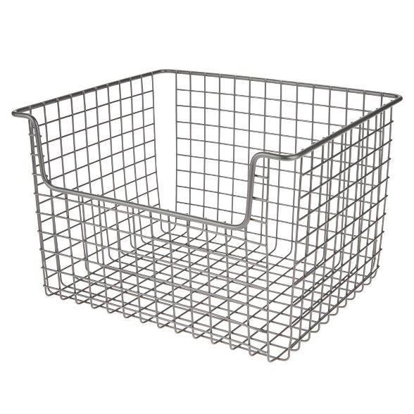 mDesign Wide Metal Storage Organizer Basket - Open Front, Closets, 4 Pack - Gray | Target