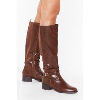 Womens Just Ride It Out Faux Leather Knee-High Boots - Brown - 5, Brown | NastyGal (UK, IE)