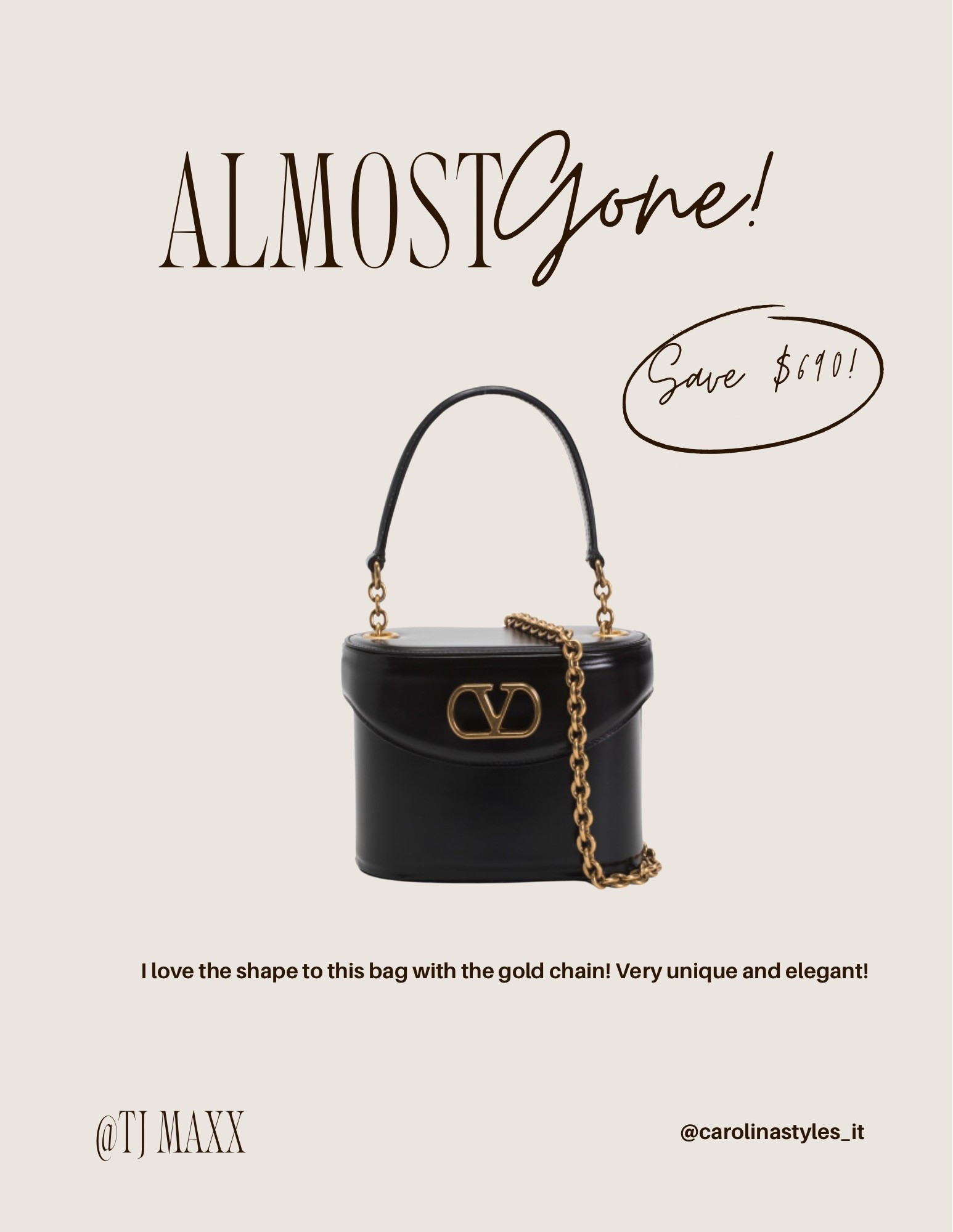 Valentino Vanity bag spotted at TJ Maxx! Save over $700! Don’t pay full price! Love the black leather with the gold chain! So beautiful! Perfect last minute gift for mom, girlfriend, daughter! 

Also found other Valentino products, perfume, shoes, necklace! All at discounted! Designer finds for Less! 

#LTKSaleAlert #LTKHoliday #LTKGiftGuide