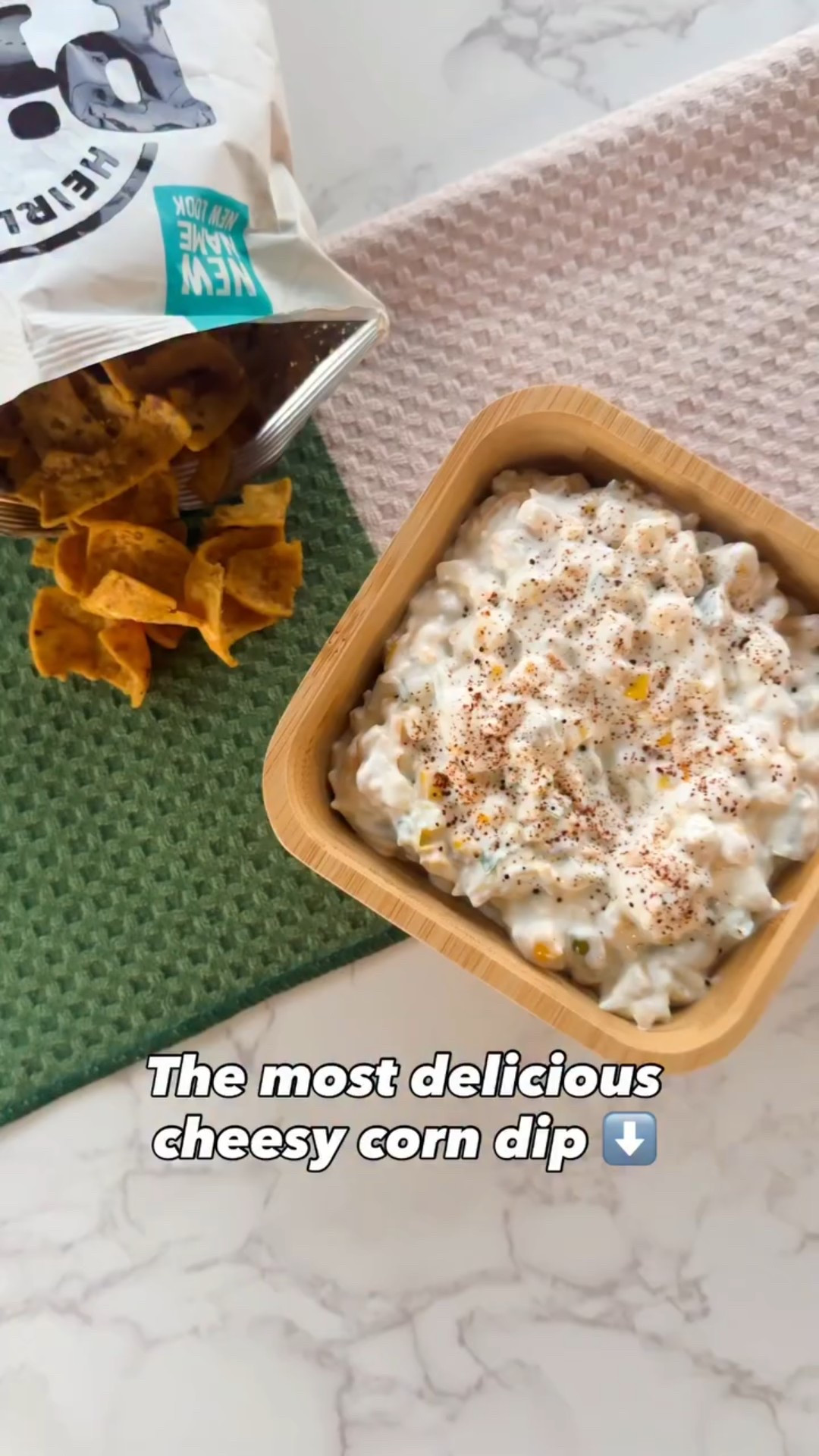 You’ll want to save this one! ⬇️

Cheesy Corn Dip
- 2 cans of Sweet Corn
- 1 block Cream Cheese, softened
- 1/2 cup Sour Cream
- 1/4 cup Mayo
- 1/2 cup Shredded Cheddar
- 1/4 cup Scallions, chopped
- 1 small can Green Chiles, chopped
- Garnish with Chili Powder

Mix together & serve with corn chips. You can serve this hot or cold (I prefer it cold). It’s good with Fritos, Tortilla Chips and even Doritos!

.

#CheesyCornDip #CornDipRecipe #GameDaySnacks #DipTok #SnackTok #EasyAppetizers #CheesyGoodness #FoodieFinds #RecipeReel #TikTokRecipes #PartyDip #CrowdFavorite #SnackIdeas #FallRecipes #ComfortFood #CheeseLovers #QuickAndEasyMeals #InTheKitchen #FoodInspo #FoodReel #HomeCooking #SimpleRecipes #SnackTime #Yum #FoodContent #FoodVibes #RecipeInspo #CookingReel #EasyRecipes #AppetizerGoals