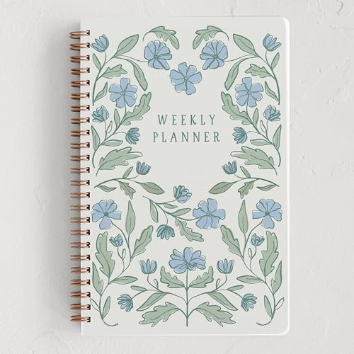 Minted Botanical 2026 Weekly & Monthly Undated Planner, 5.5" x 8.5" Floral Spiral Bound Planner Notebook for School, Work, 132 Pages, Undated Monthly & Weekly Layouts with 2026–2027 Reference Calendar | Amazon (US)