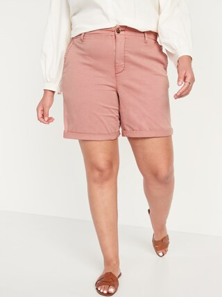 High-Waisted OGC Chino Shorts for Women -- 7-inch inseam | Old Navy (US)