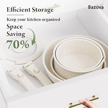 Ceramic Nonstick Cookware Set, Healthy,Non Toxic,17-Pieces Pots and Pans Set Removable Handles,In... | Amazon (US)