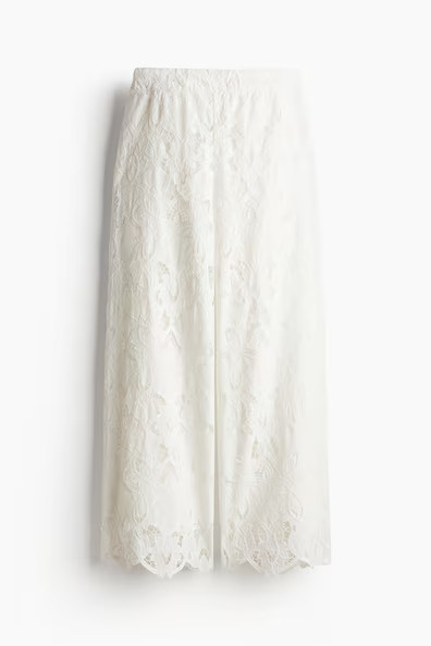 H & M - Hose mit Broderie Anglaise - Weiß | H&M (DE, AT, CH, NL, FI)