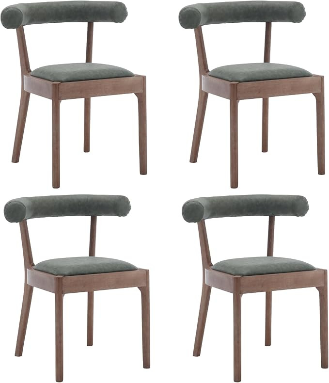 Kmax Dining Room Chairs Mid-Century Modern PU Kitchen Chairs with Natural Walnut Finished Frame, ... | Amazon (US)