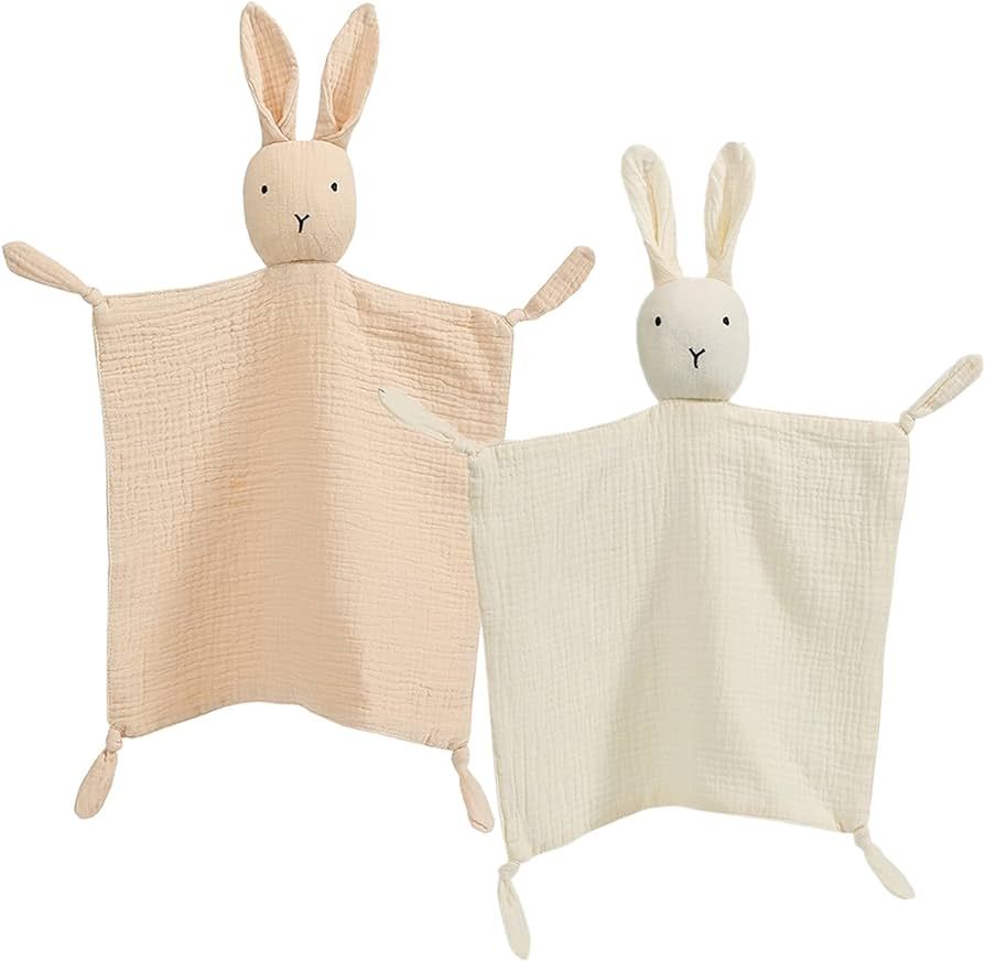 Amazon.com: insular Bunny Lovey Blanket for Boys and Girls, Organic Cotton Muslin Security Blanke... | Amazon (US)